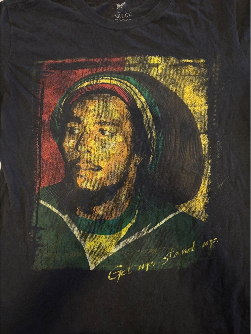 Bob Marley Get Up Stand Up Graphic Band T-Shirt Black Size M